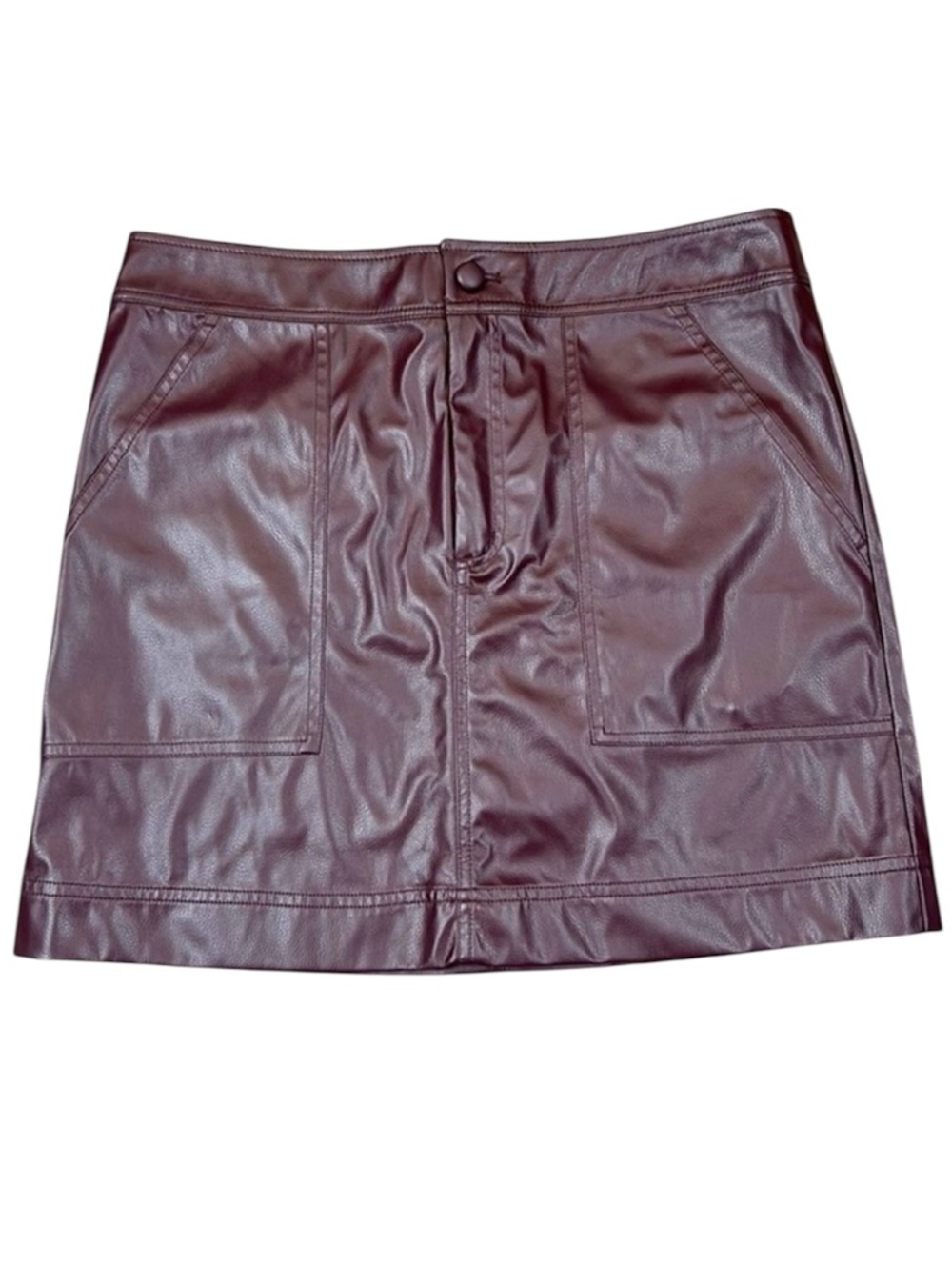 Marie Oliver Braden Bordeaux Faux Leather Mini Skirt Burgundy 8